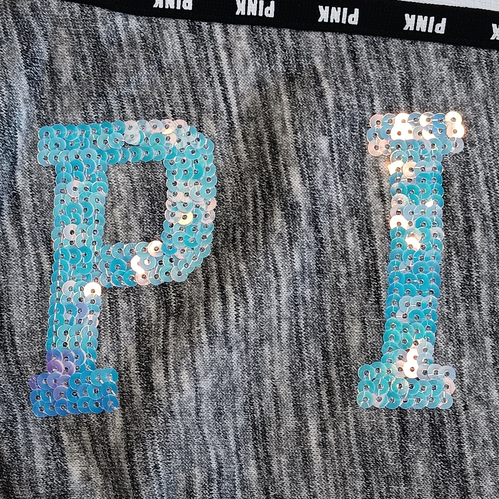 NWT PINK Victoria's Secret RARE Marbled Gray Jogger Sweatpants Iridescent Bling - Picture 3 of 8